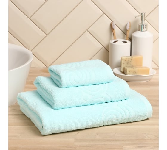 Полотенце махровое LoveLife Love Life Border 70x130 см, светло-голубой, 100% хлопок, 380 гр/м2 9097563
