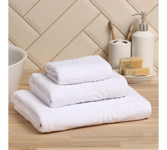 Полотенце махровое LoveLife Love Life Border 30x60 см, белый, 100% хлопок, 380 гр/м2 9097606