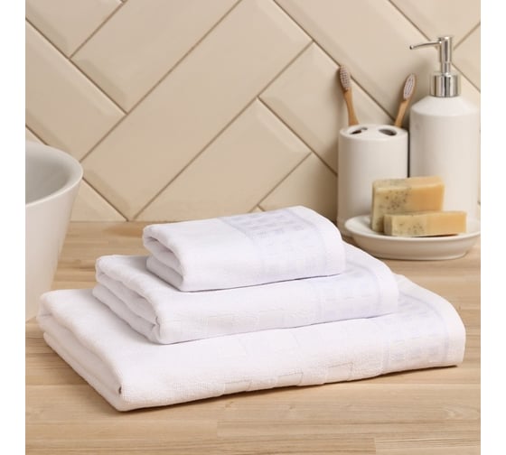 Полотенце махровое LoveLife Square 50x90 см, белый, 100% хлопок, 380 гр/м2 9097638