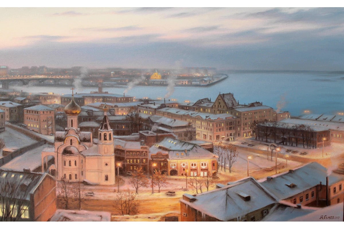 Картина Буревестник Городской пейзаж, Сычева Алексея Огни ночного города  4059 - выгодная цена, отзывы, характеристики, фото - купить в Москве и РФ