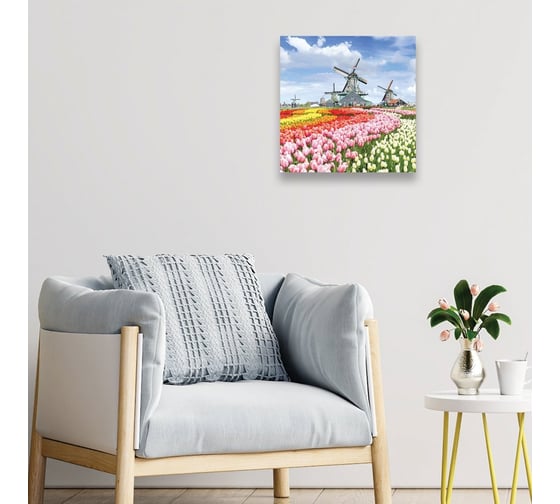 Картина на холсте Симфония Мельница, 30x30 см 1-020