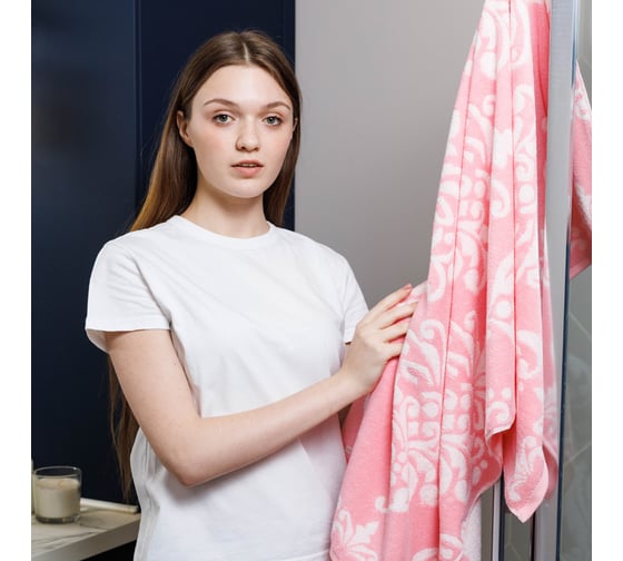 Полотенце Guten Morgen ткань махровая, Вирджиния, Цвет: Розовый (70x130 см) ПМ-ВРоз-70-130