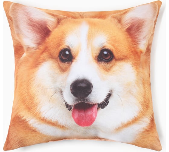 Подушка декоративная Этель Корги 40x40 см, габардин, 100% полиэстер 10318109 1