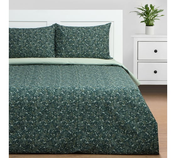 Комплект постельного белья Этель 2 спальное, Small leaves, 175х215 см, 200х220 см, 50х70 см  - 2 шт., поплин 9947004