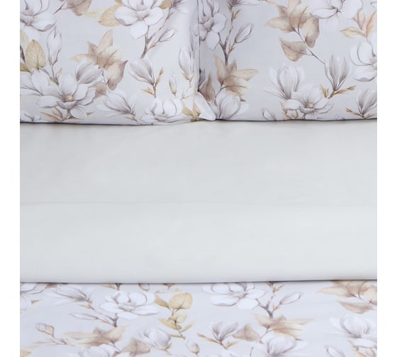 Комплект постельного белья Этель 2 спальное, Beige flowers, 175х215 см, 200х214 см, 50х70 см  - 2 шт., мако-сатин 114 г/м2 9947009