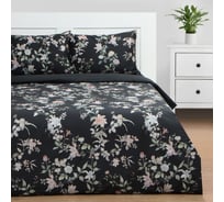 Комплект постельного белья Этель дуэт, Black flowers, 143х215 см - 2 шт., 214х240 см, 50х70 см - 2 шт., мако-сатин 114 г/м2 9947015