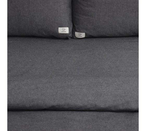 Комплект постельного белья Этель 1.5 спальное, Denim, 155х210 см, 160х240 см, 50х70 см - 2 шт., темно-серый, 100% жатый хлопок 1024543 10245435