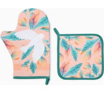 Набор кухонный Этель "Птичка" варежка-прихватка 20x28 см, прихватка 19x19 см, 100% хлопок 9892075