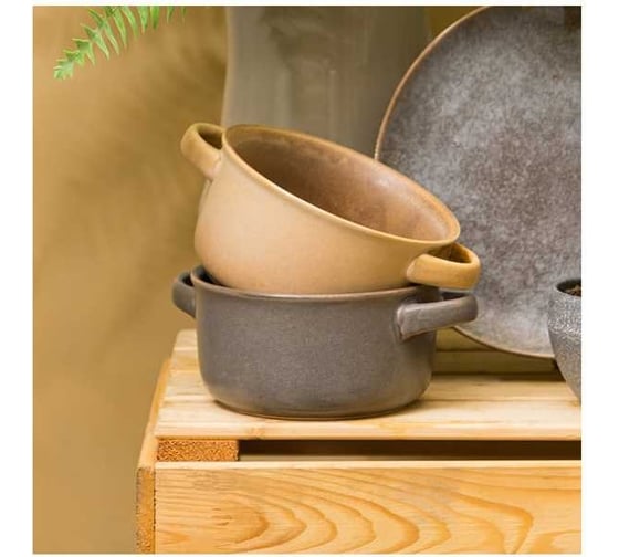 Салатник Lefard с ручками 13, 6 см коллекция glaze collection цвет: серый меланж мал. уп. = 6 шт мин. партия 191-227