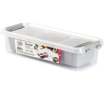 Контейнер для хранения GRAND серый 3 секции 11.3x27.3x6.2см низкий HOBBY LIFE HL021063GR