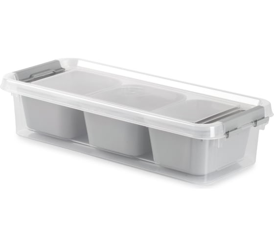 Контейнер для хранения GRAND серый 3 секции 11.3x27.3x6.2см низкий HOBBY LIFE HL021063GR