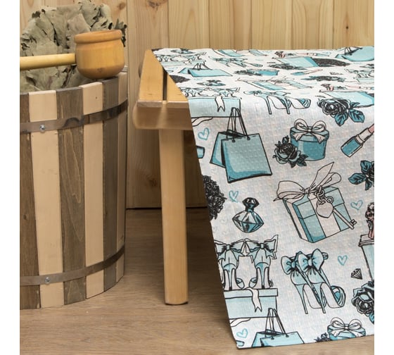 Простыня банная Этель "Mint mood" 150x180 см, вафля 200 г/м2, 100% хлопок 5928240 1