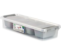 Контейнер для хранения GRAND серый 4 секции 14x36.5x6.2см низкий HOBBY LIFE HL021064GR