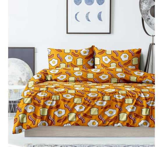 Комплект постельного белья Wenge 1.5 спальное, перкаль, Young, 70х70 см, 60121-1 Breakfast in bed 982622