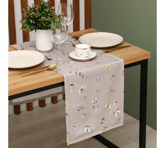 Дорожка Этель Butterflies 40x146 см, 100% хлопок, рогожка 186 г/м2 9590605 1