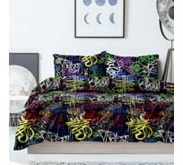 Комплект постельного белья Wenge 2 спальное, перкаль, Young, 70х70 см, 60119-1 Graffiti 982628