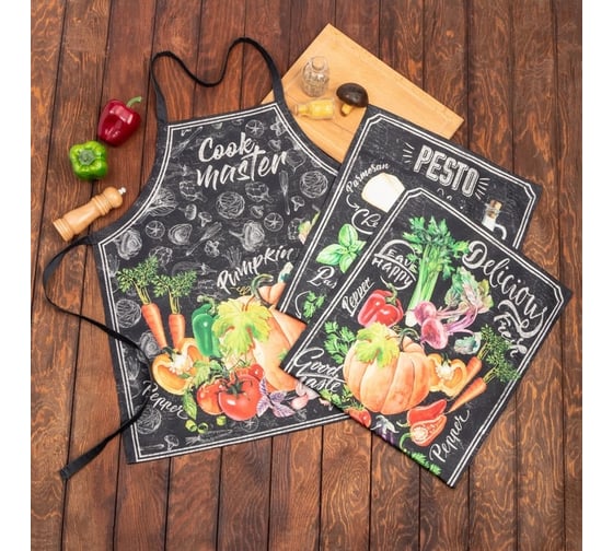 Кухонный набор Этель Pesto фартук 60x67 см, полотенце 40x67 см 2 шт 9079133 1