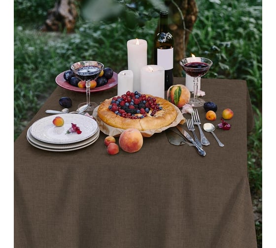 Скатерть Wenge рогожка, 145x220, рис 60008-10 Juliet coffe арт 903 775095 1