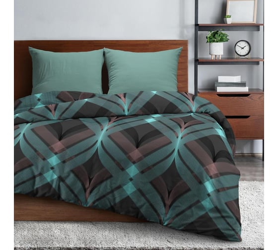 Комплект постельного белья Wenge евро, бязь, Basic 70x70, рис. 60154-1/24700-51 Noir 998666 1