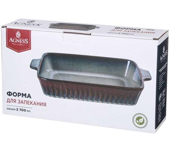 Форма для запекания Agness reactive green 37,5x21,5x7 см 780-101