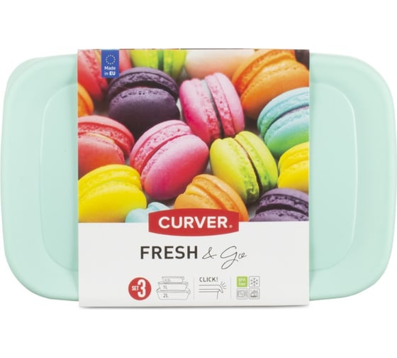 Набор контейнеров для СВЧ CURVER FRESH and GO 2+1+0.5 л, мята 08026-Q29-00