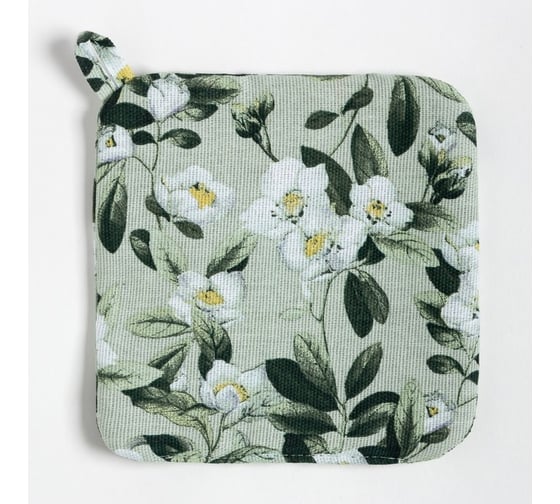 Прихватка Доляна Apple flowers 19x19 см, 100% хлопок, рогожка 164 г/м2 9322512 1