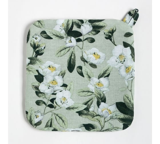 Прихватка Доляна Apple flowers 19x19 см, 100% хлопок, рогожка 164 г/м2 9322512