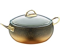 Кастрюля OMS collection со стеклянной крышкой 20x9 см 2.5 л, с антипригарным покрытием, черный/золотой 3141-IND-Gd-20