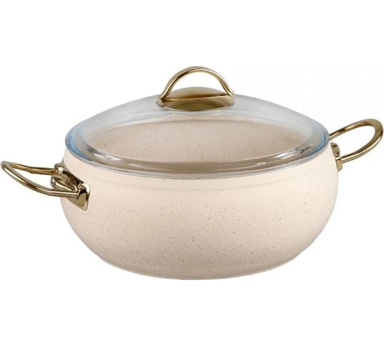 Кастрюля OMS collection со стеклянной крышкой 28x11,5 см 6.6 л, с антипригарным покрытием, айвори 3141-IND-IVR-28