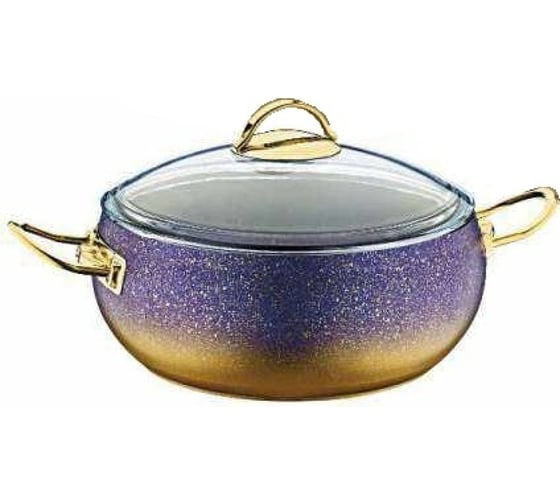 Кастрюля OMS collection со стеклянной крышкой 28x11,5 см 6.6 л, с антипригарным покрытием, синий 3141-IND-DB-28 1