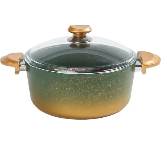 Кастрюля OMS collection со стеклянной крышкой 26x12,5 см 5.5 л, с антипригарным покрытием, оливковый 3110.01.02-26-OLV 1