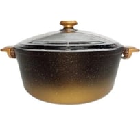 Кастрюля OMS collection со стеклянной крышкой 28x13 см 6.95 л с антипригарным покрытием, черный/золотой 3110.01.02-28-Gd