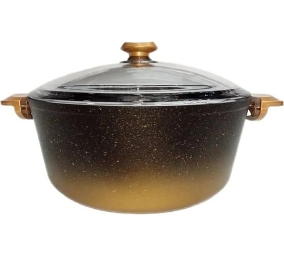 Кастрюля OMS collection со стеклянной крышкой 28x13 см 6.95 л с антипригарным покрытием, черный/золотой 3110.01.02-28-Gd 1