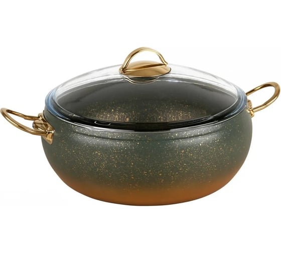 Кастрюля OMS collection со стеклянной крышкой 30x11,5 см 7.5 л, с антипригарным покрытием, оливковый 3141-IND-OLV-30 1