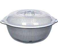 Чаша-дуршлаг с крышкой IHome 25x14,5 см, прозрачная 2222-2