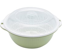 Чаша-дуршлаг с крышкой IHome 25x14,5 см, зеленая 2222-3