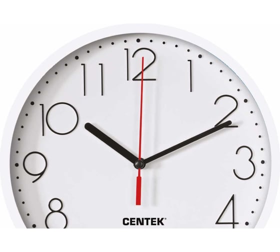 Настенные часы Centek белый, 23 см диаметр, круг, шаговый ход, кварцевый механизм CT-7105 White