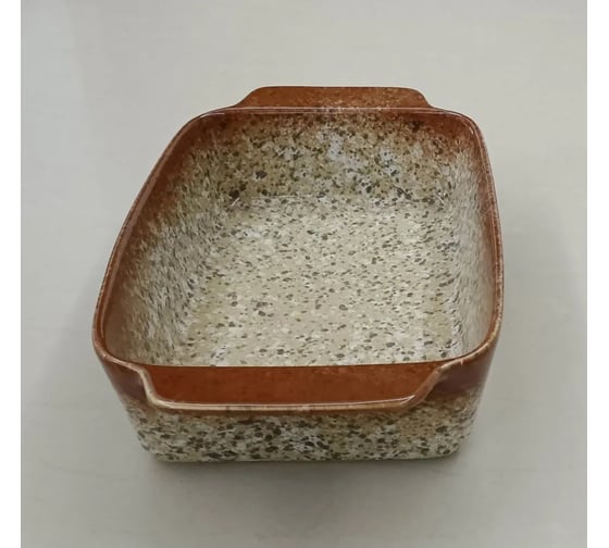 Форма для запекания JEWEL Мрамор 30 см, с ручкой, коричневая, керамика ПП002-66