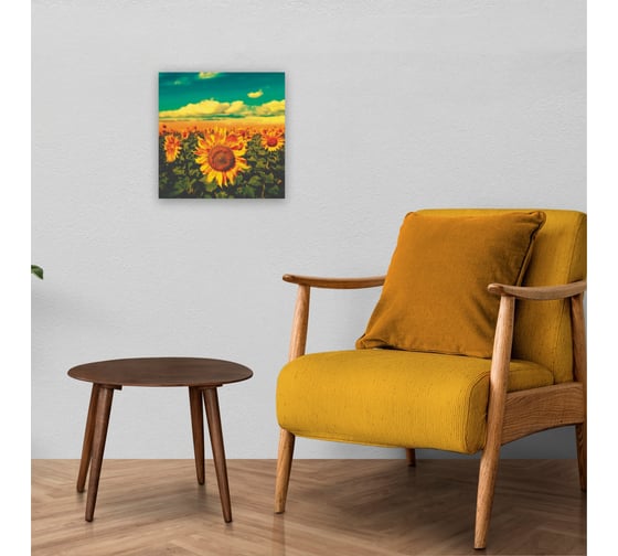 Картина на холсте Симфония Подсолнухи 30x30 см 1-001