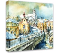 Картина на холсте Симфония Зимний город 40x40 см 1-032