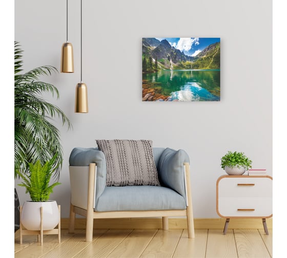 Картина на холсте Симфония Озеро в горах 40x50 см 1-056