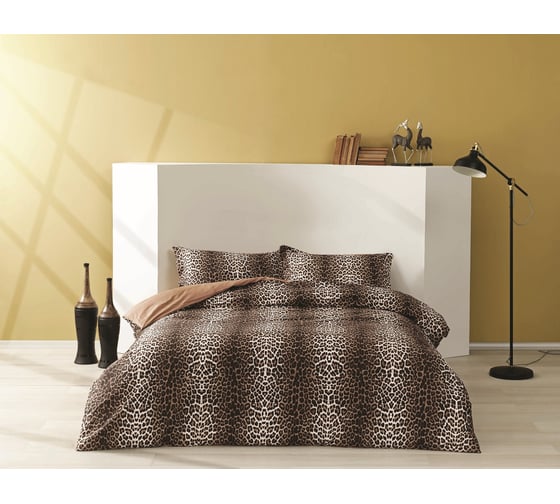 Комплект постельного белья TAC SATEN 1.5 спальный LEOPARD, коричневый 3255-96957