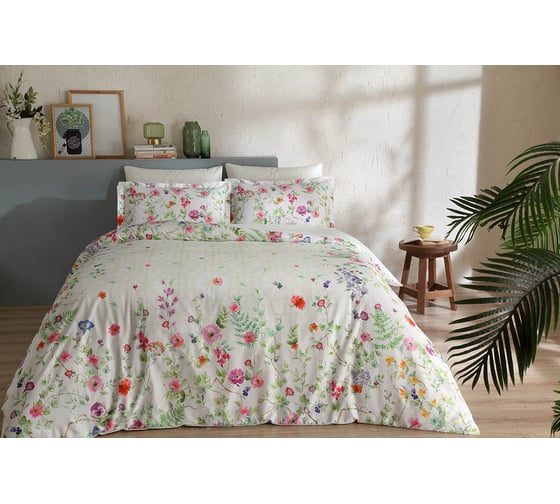 Комплект постельного белья TAC SATIN DELUX евро LONZO, зеленый 4245-42750