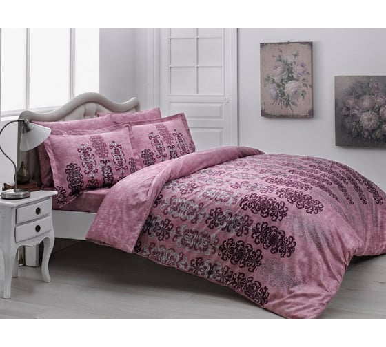 Комплект постельного белья TAC SATIN DELUX семейный Rauma V03-bordo, бордовый 4250-00814 1