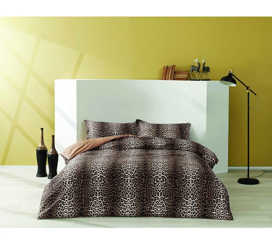 Комплект постельного белья TAC SATEN семейный LEOPARD, коричневый 3723-96970
