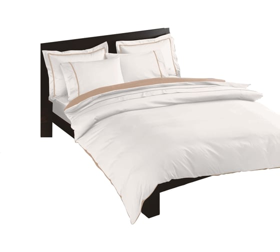 Комплект постельного белья TAC SATEN DELUX евро PRESTIGE, кремовый 4547-43872