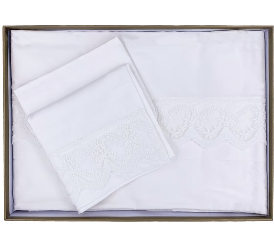 Комплект постельного белья TAC SATIN DELUX евро SANDRINO, белый 4330-283573