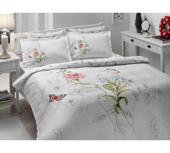 Комплект постельного белья TAC SATIN DELUX семейный NICOLE, розовый 4246-30168
