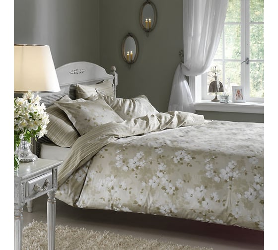 Комплект постельного белья TAC SATIN DELUX семейный SHADOW, зеленый 4246-64332