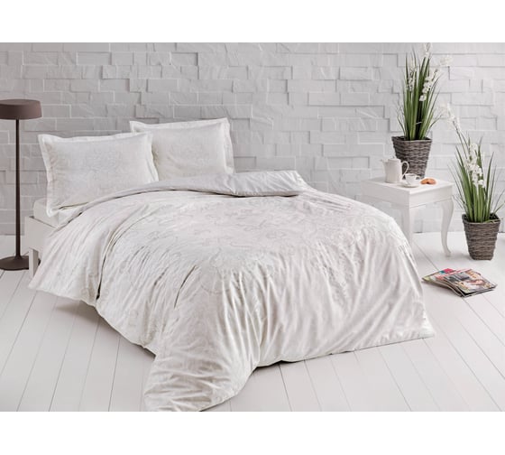 Комплект постельного белья TAC SATEN евро CASTILLO, кремовый 3254-79480 1